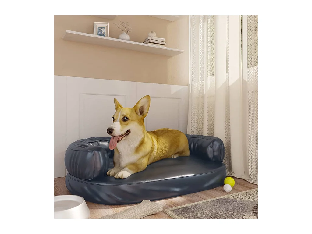 Lit pour chien ergonomique Mousse Bleu foncé 75x53cm Similicuir