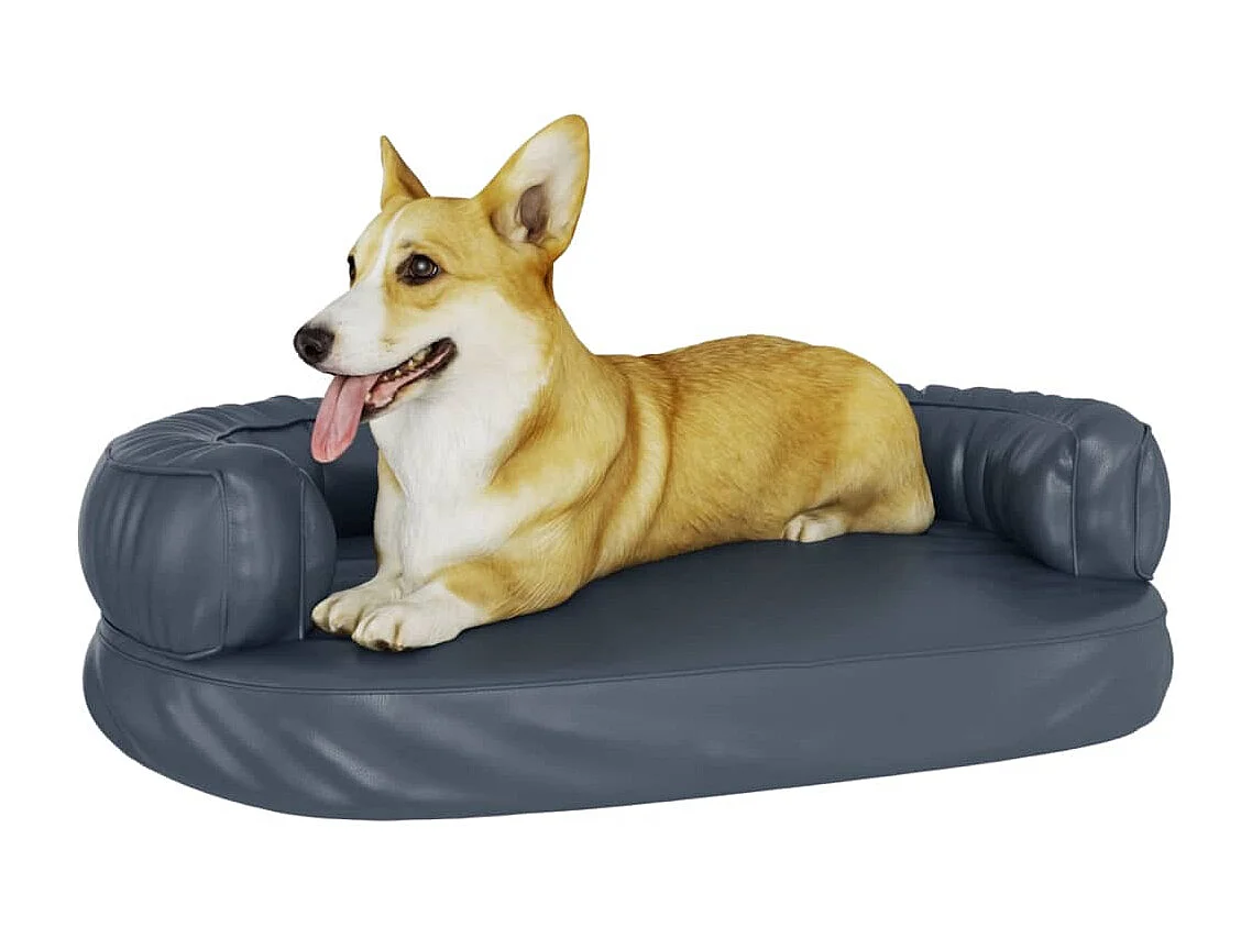 Cama ergonómica para perros de espuma azul oscuro de 75 x 53 cm de piel sintética