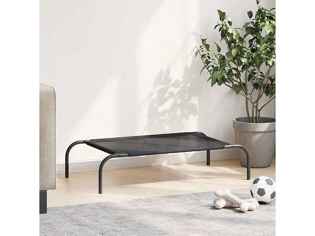 Lit surélevé pour chien Noir S Textilène