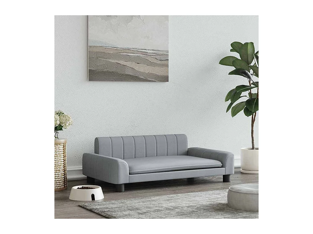 Lichtgrijs hondenbed 90x53x30 cm stof