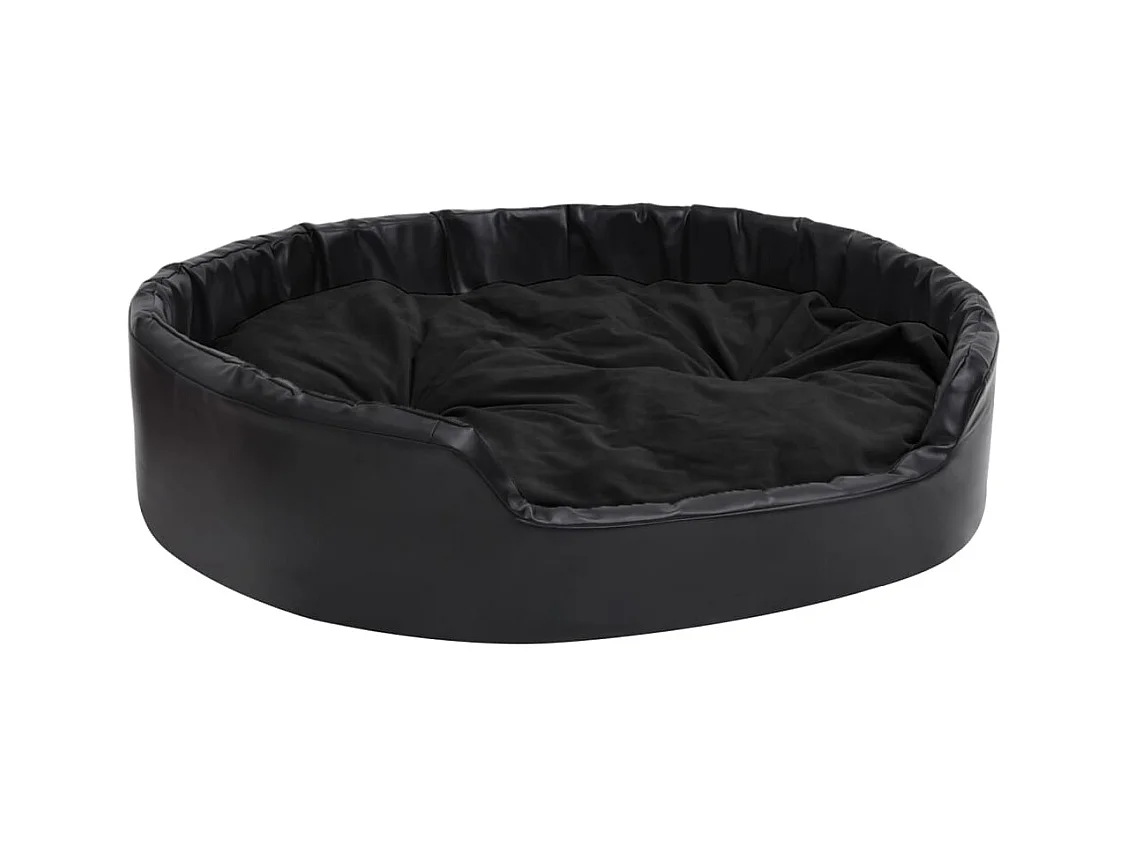 Cama para perro negra 99x89x21 cm de felpa y piel sintética