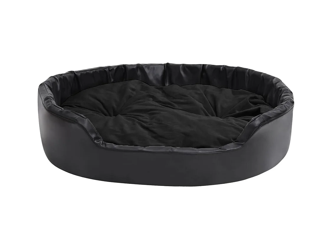Cama para perro negra 99x89x21 cm de felpa y piel sintética