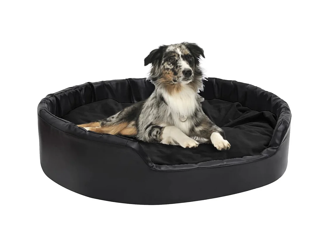 Lit pour chiens Noir 99x89x21 cm Peluche et similicuir