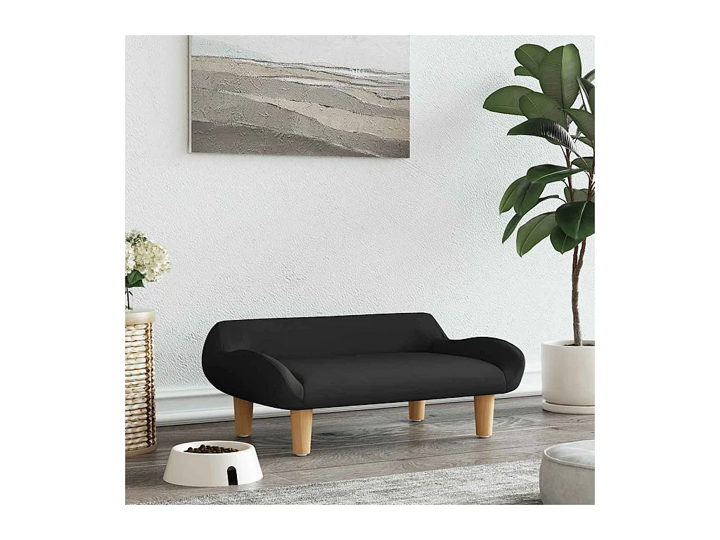 Lit pour chien noir 70x40x24 cm tissu