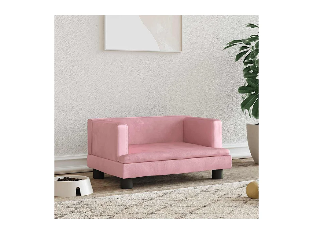 Lit pour chien rose 60x40x30 cm velours