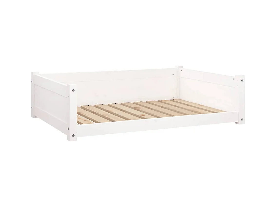 Letto per cani bianco 95,5x65,5x28 cm in legno di pino massiccio