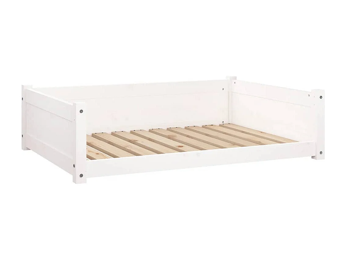 Lit pour chien Blanc 95,5x65,5x28 cm Bois de pin solide