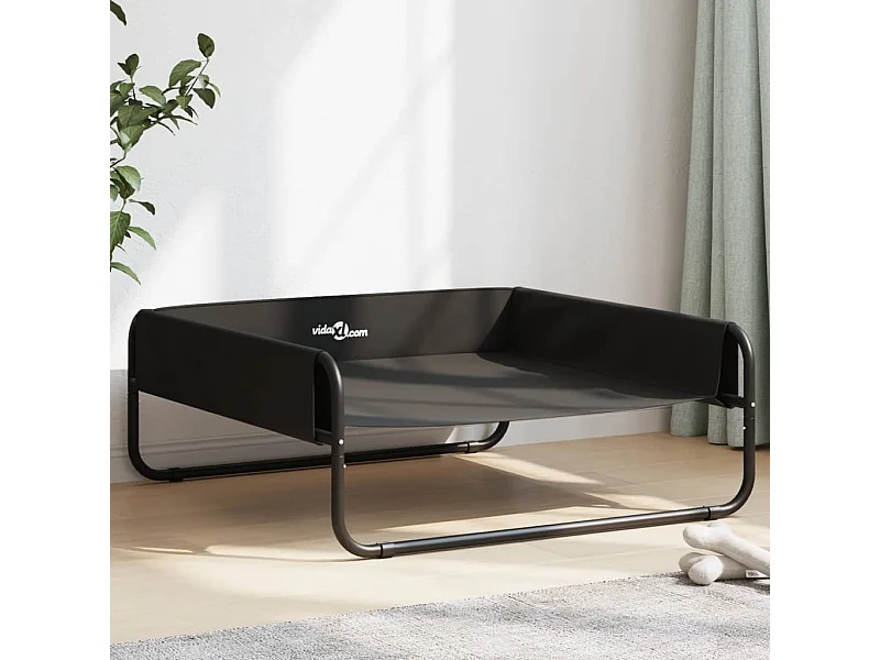 Cama elevada para perros en tela Oxford antracita y acero