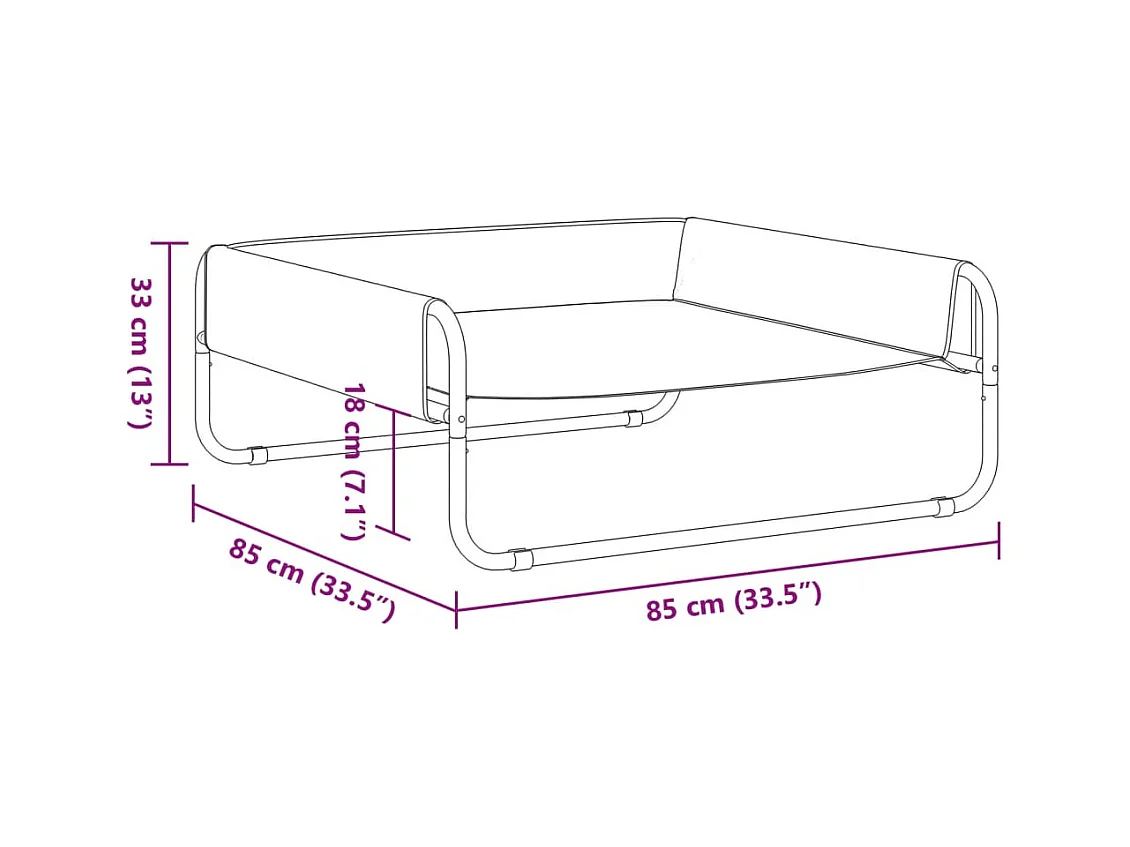 Cama elevada para perros en tela Oxford antracita y acero