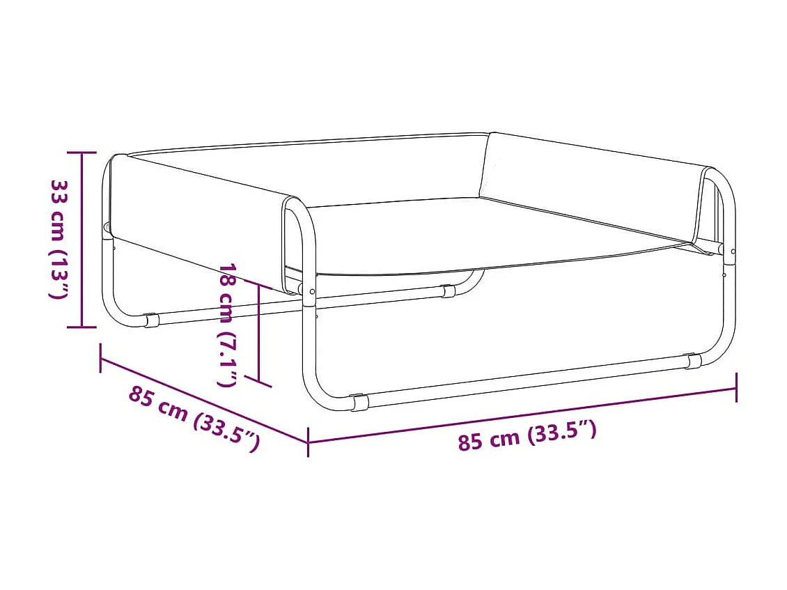 Lit surélevé pour chien anthracite tissu Oxford et acier
