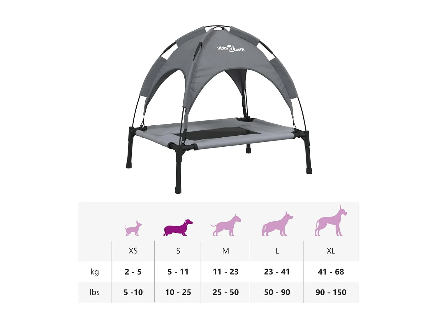 Lit pour chien avec auvent anthracite tissu Oxford et acier