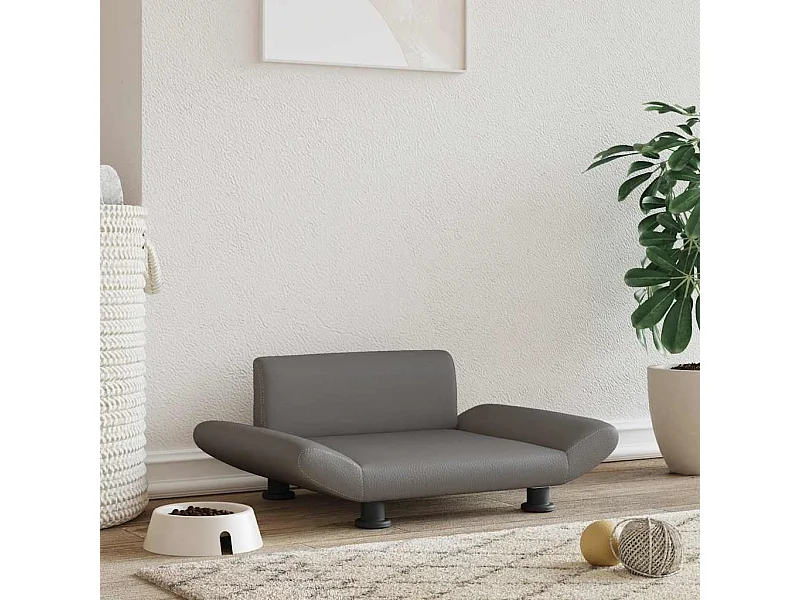 Grijs hondenbed 70x45x28 cm kunstleer