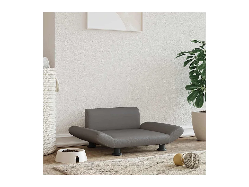 Cama para perro gris 70x45x28 cm piel sintética