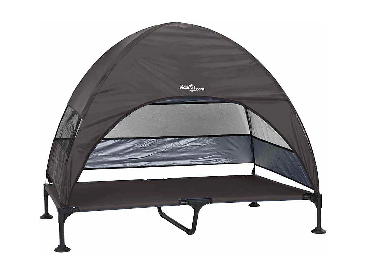 Verhoogd hondenbed bruin 127 x 81 x 108 cm stof en staal