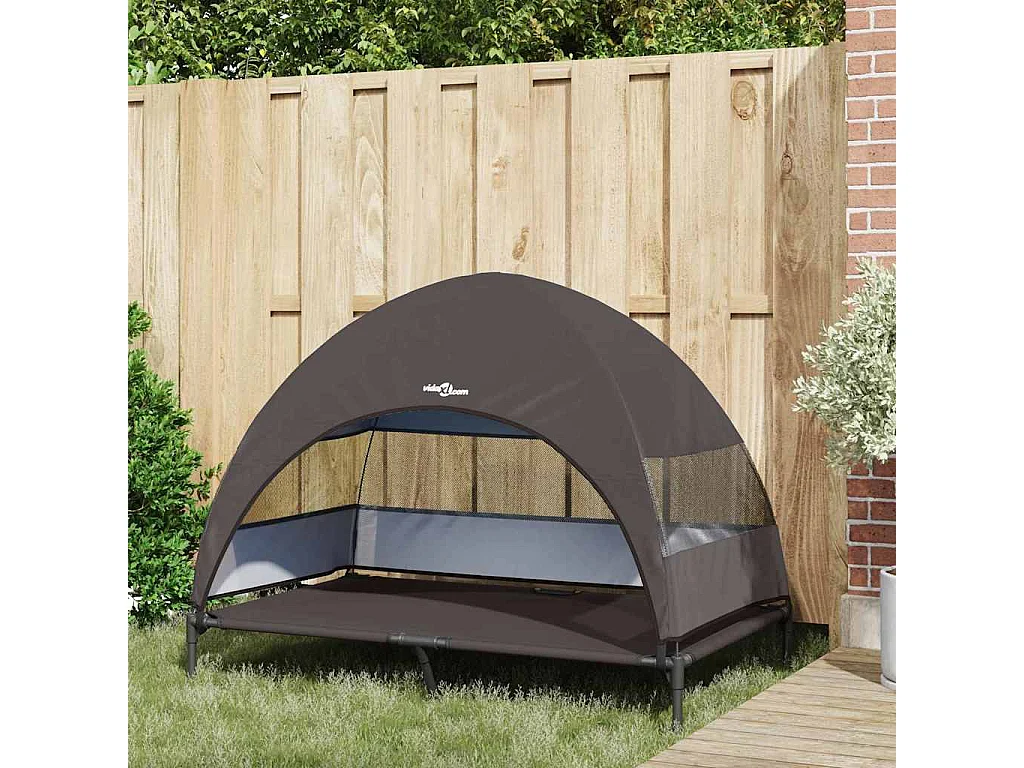 Verhoogd hondenbed bruin 127 x 81 x 108 cm stof en staal