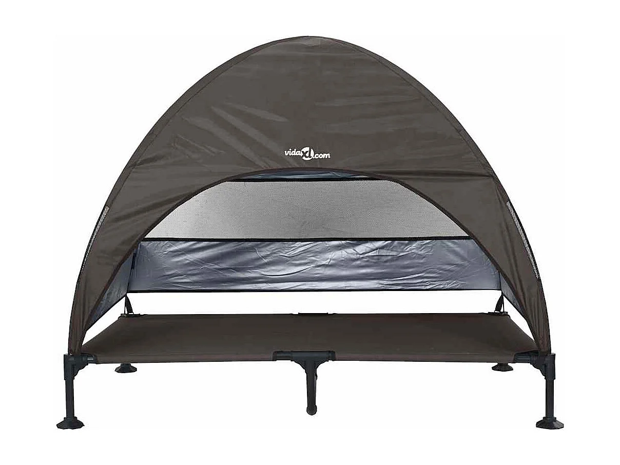 Verhoogd hondenbed bruin 127 x 81 x 108 cm stof en staal