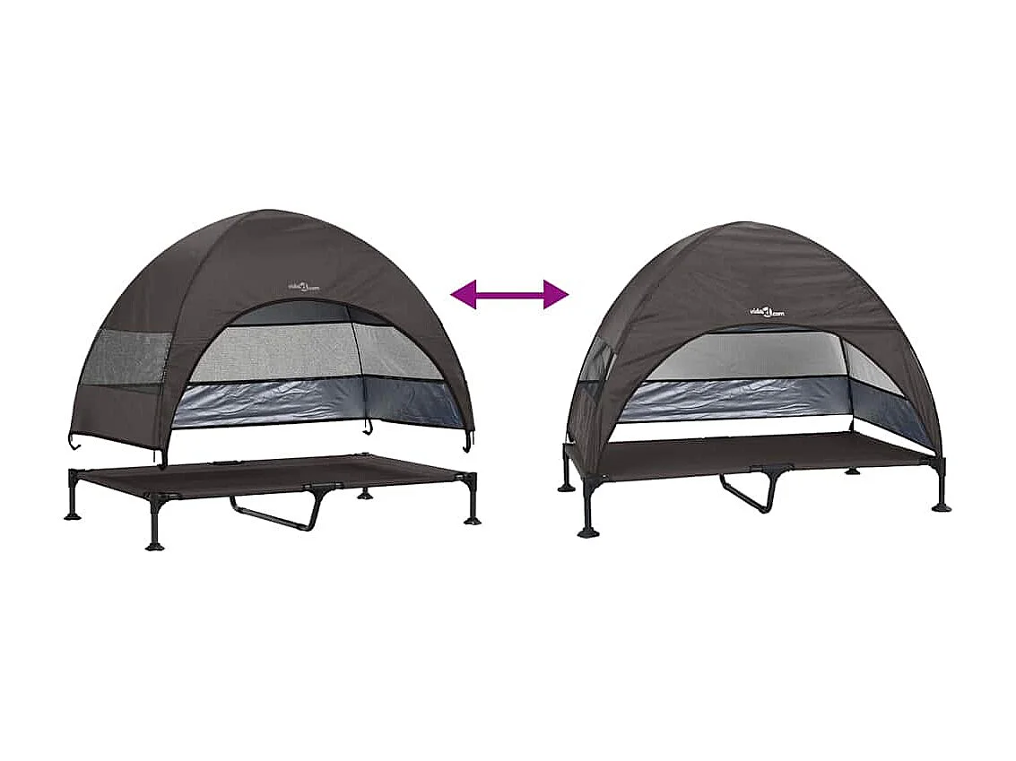 Verhoogd hondenbed bruin 127 x 81 x 108 cm stof en staal