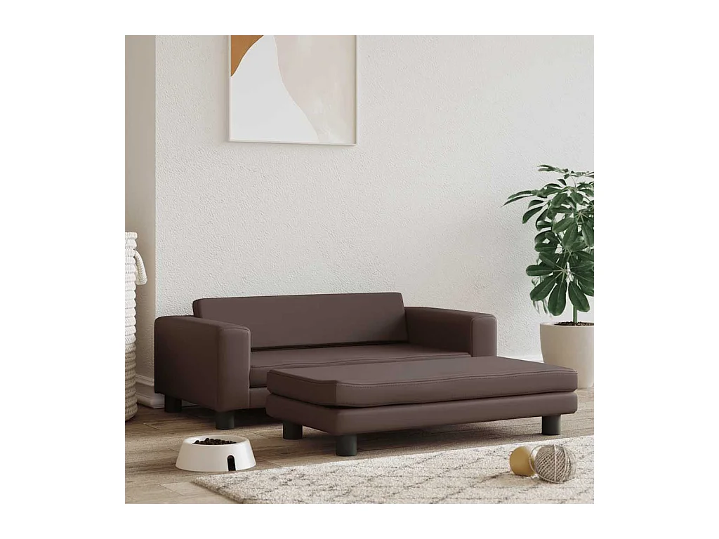 Hondenbed met verlengstuk bruin 100x50x30 cm kunstleer