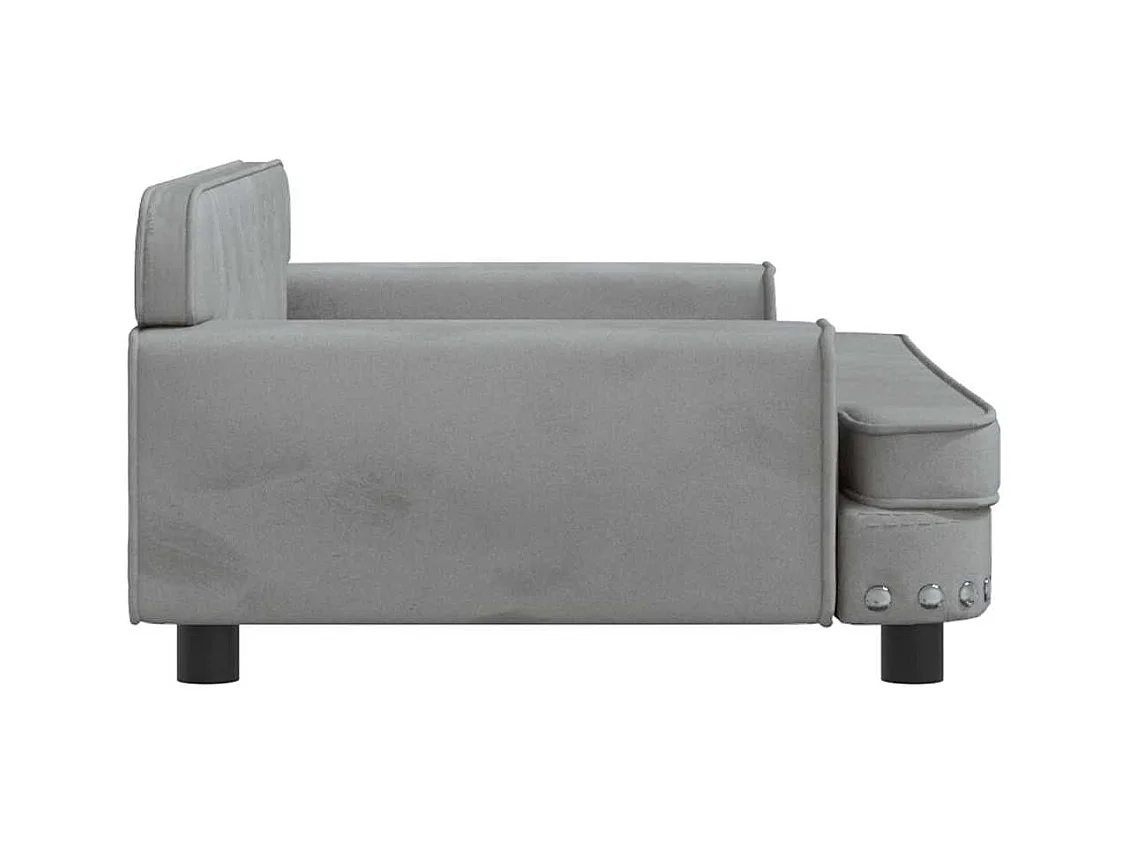 Cama para perros de terciopelo gris claro 90x53x30 cm
