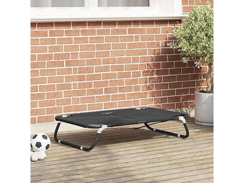 Lit pour Chien Noir ML Tissu Oxford et Acier