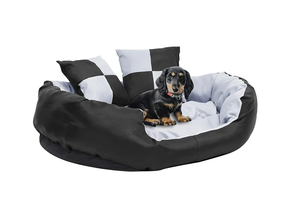 Coussin réversible lavable pour chien Gris et noir 85x70x20 cm