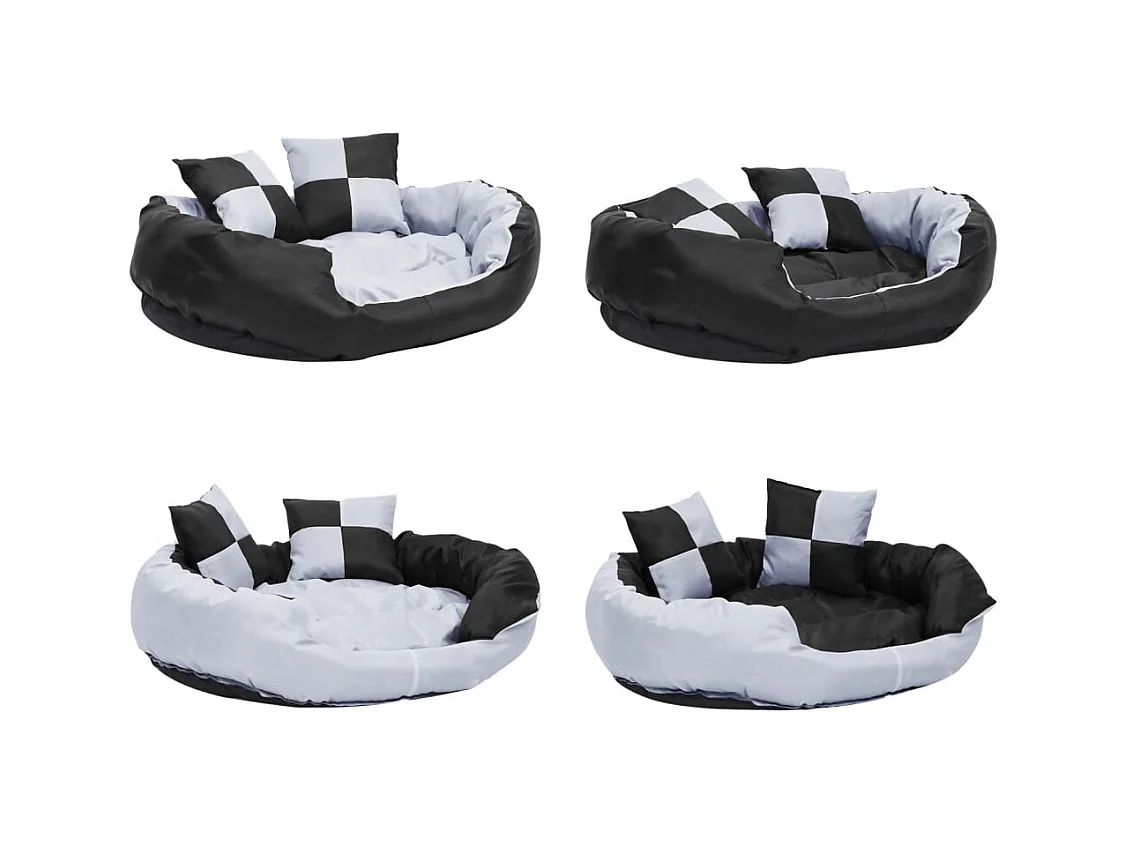 Coussin réversible lavable pour chien Gris et noir 85x70x20 cm