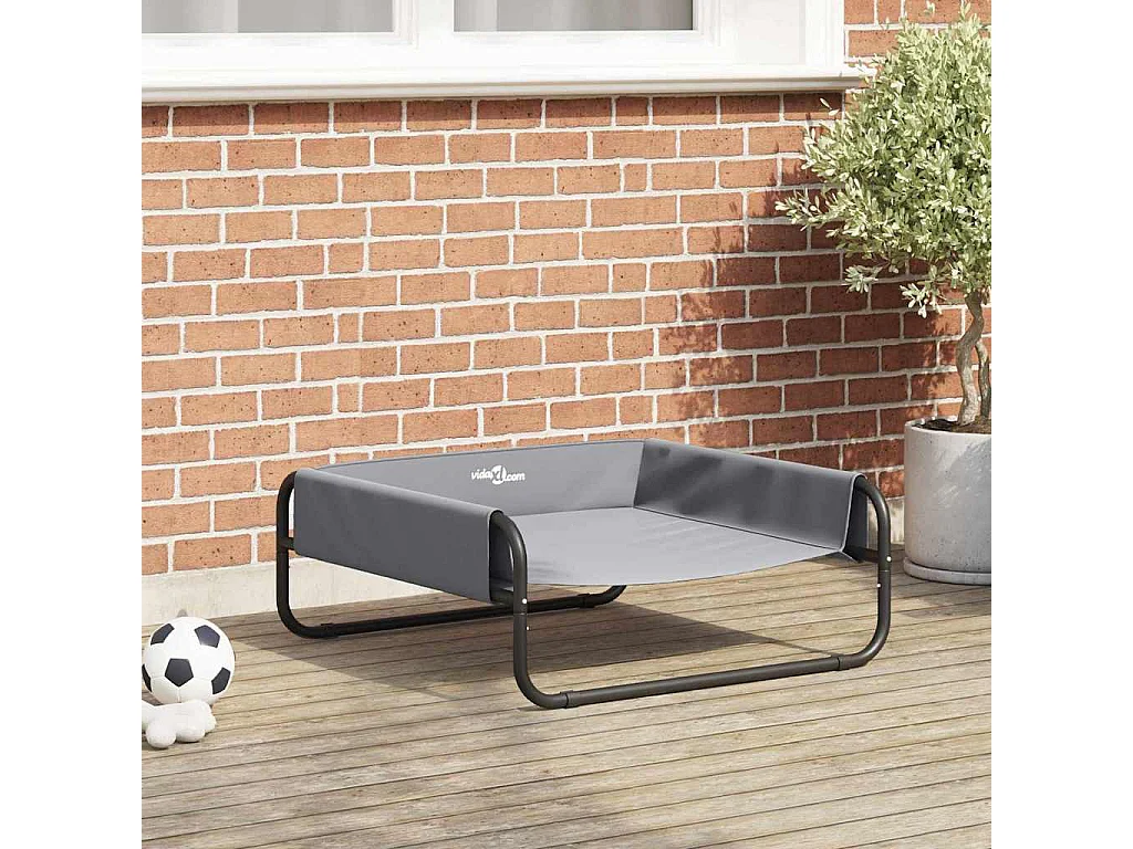 Lit pour Chien Gris clair ML Tissu Oxford et Acier