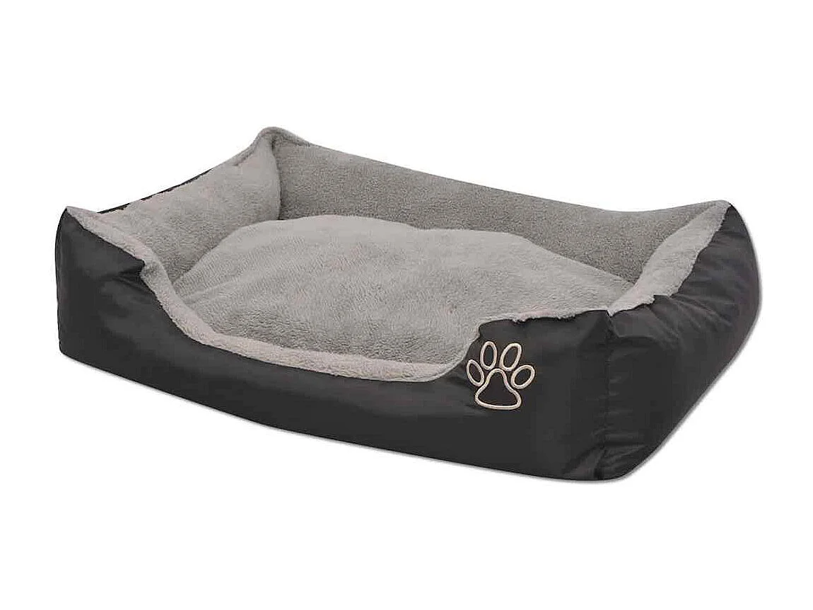 Lit pour chiens avec coussin rembourré Taille L Noir