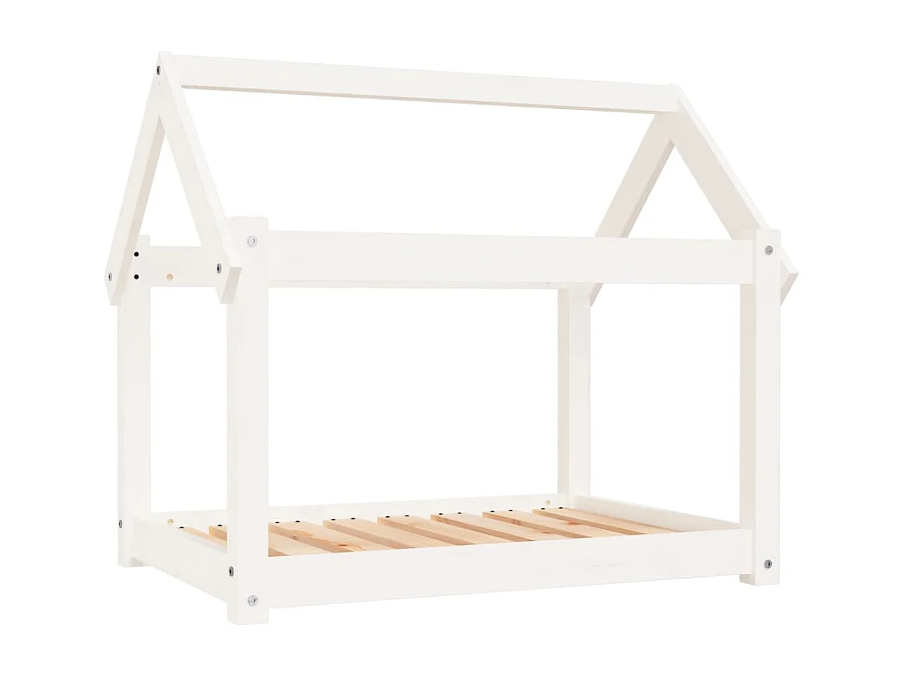 Cama para perro blanca 81x60x70 cm madera maciza de pino