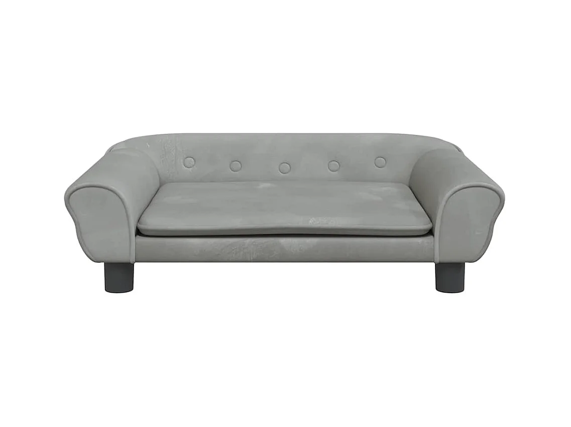 Cama para perros de terciopelo gris claro 70x48x22 cm