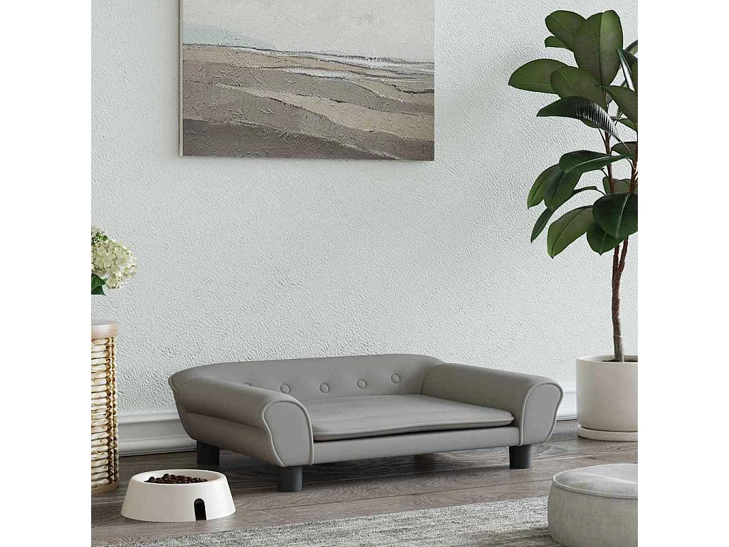 Lit pour chien gris clair 70x48x22 cm velours