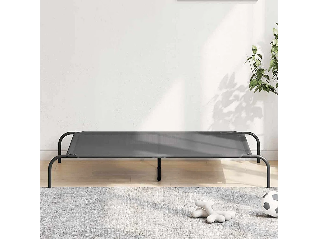 Lit surélevé pour chien gris 130x80x20 cm textilène et acier