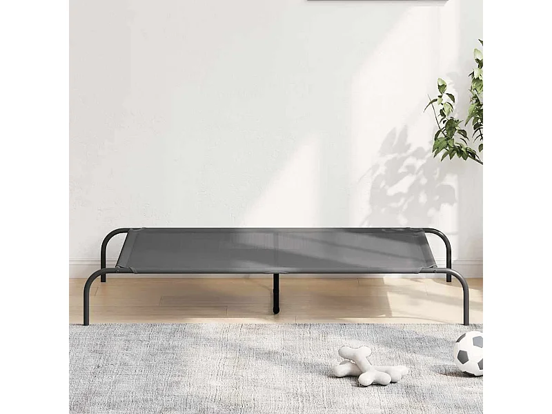 Lit surélevé pour chien gris 130x80x20 cm textilène et acier