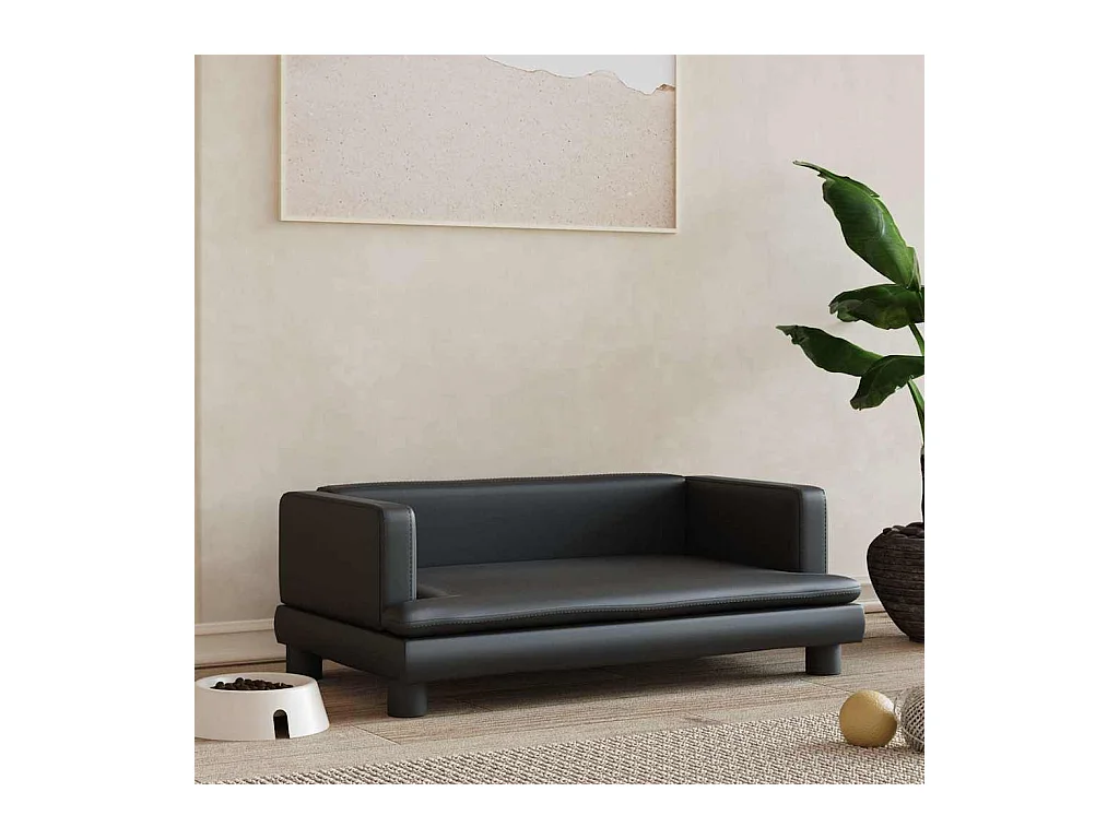 Lit pour chien noir 80x45x30 cm similicuir