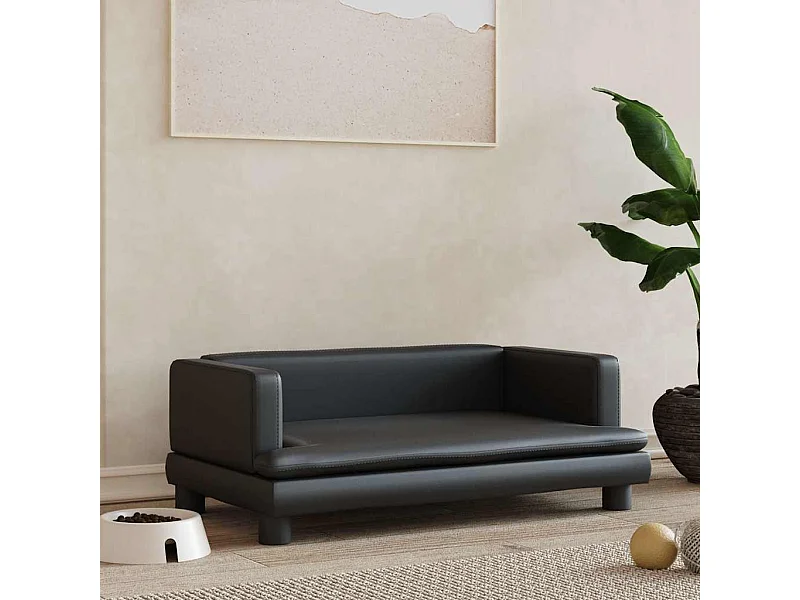 Lit pour chien noir 80x45x30 cm similicuir