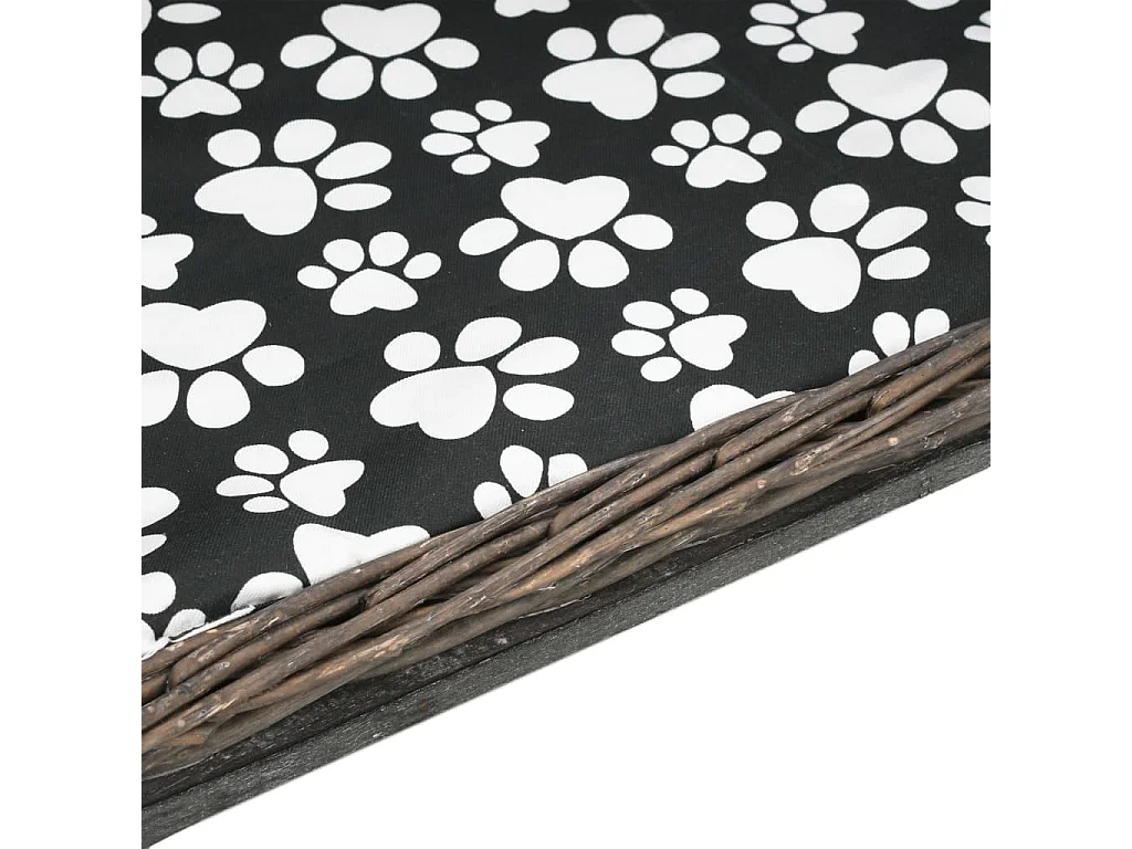 Hondenmand met kussen Grijs 50x33x30 cm Natuurlijk wilg