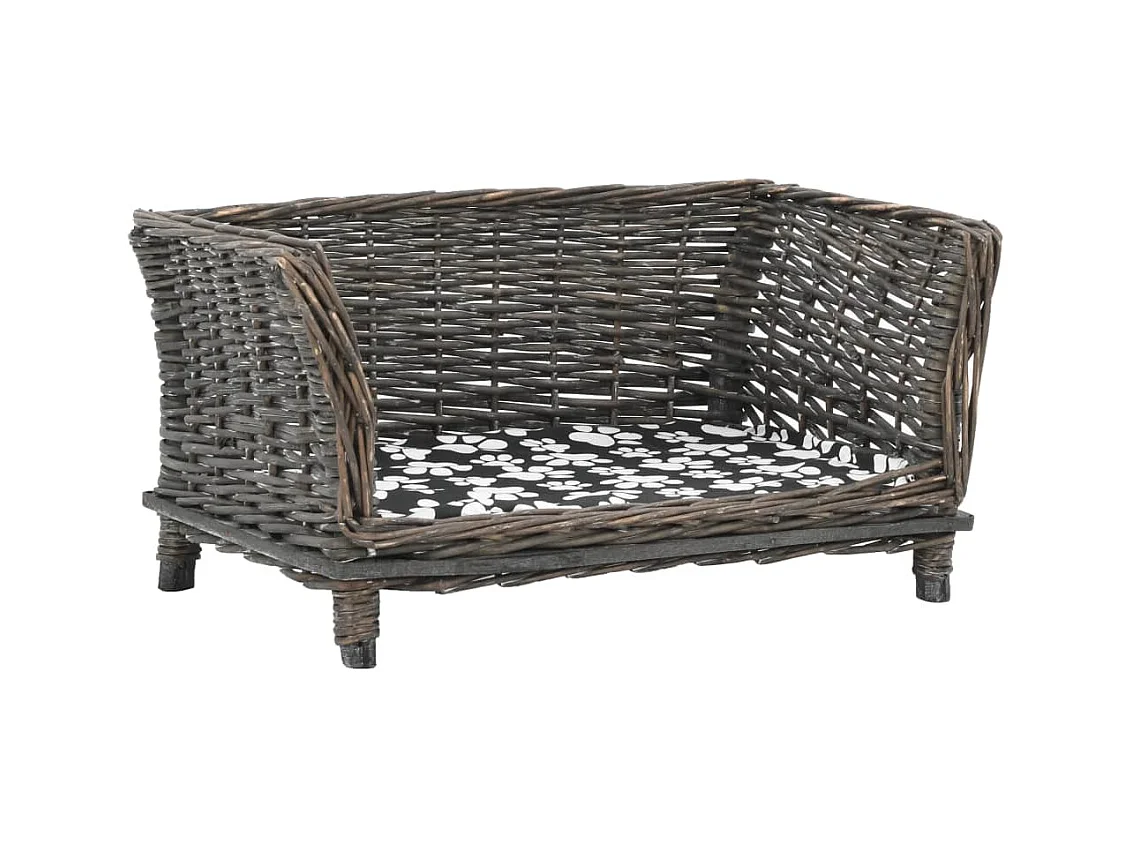 Hondenmand met kussen Grijs 50x33x30 cm Natuurlijk wilg
