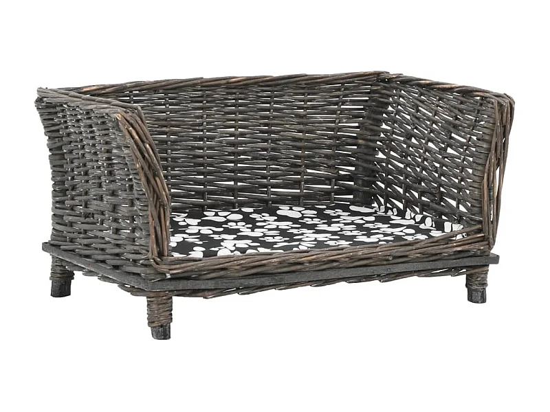 Panier pour chiens avec coussin Gris 50x33x30 cm Saule naturel