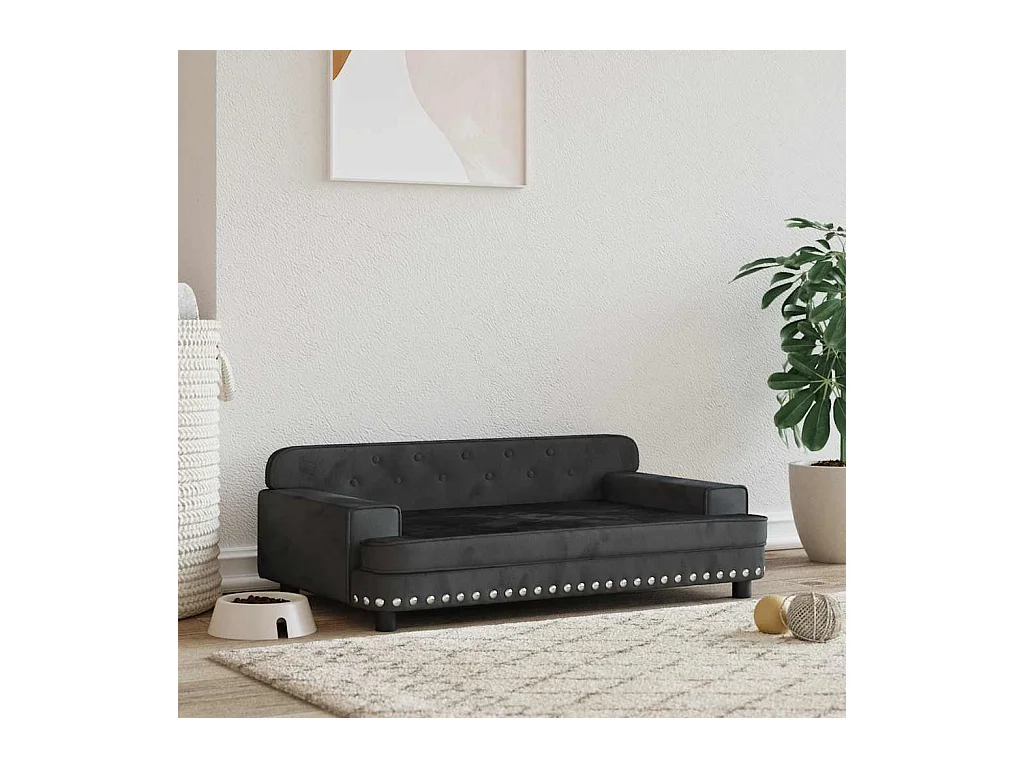 Zwarte hondenmand 90x53x30 cm fluweel