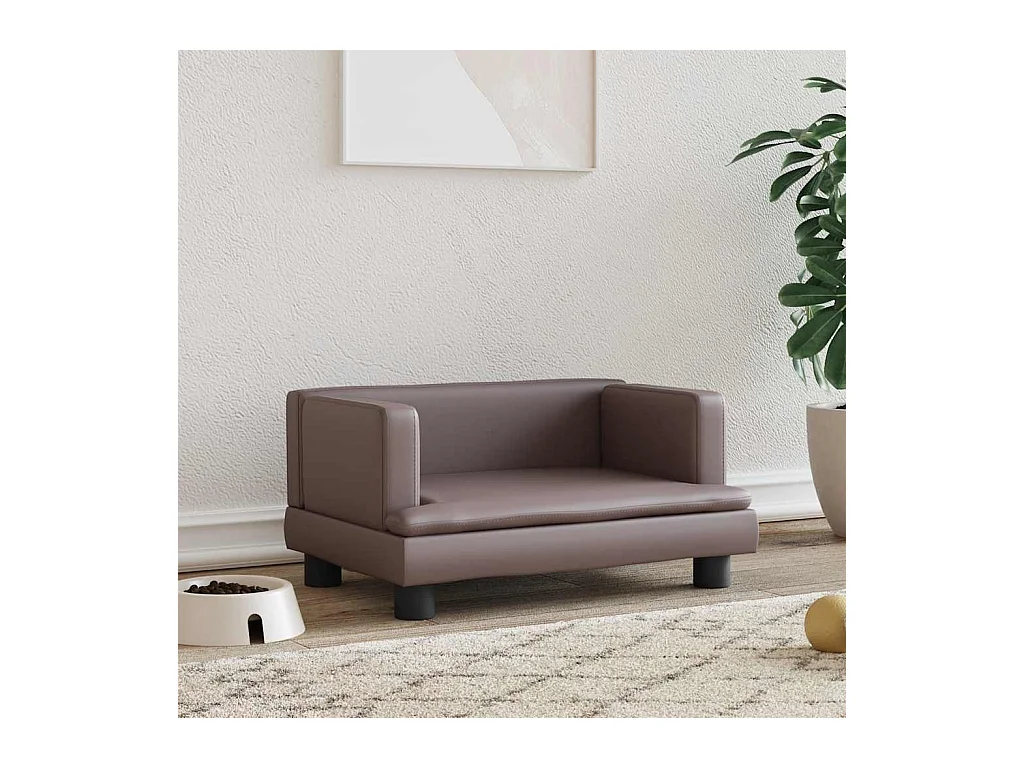 Cuccia per cani marrone 60x40x30 cm in similpelle