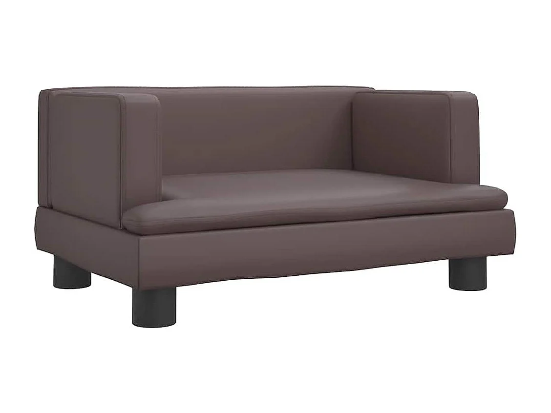 Cama para perro marrón 60x40x30 cm piel sintética