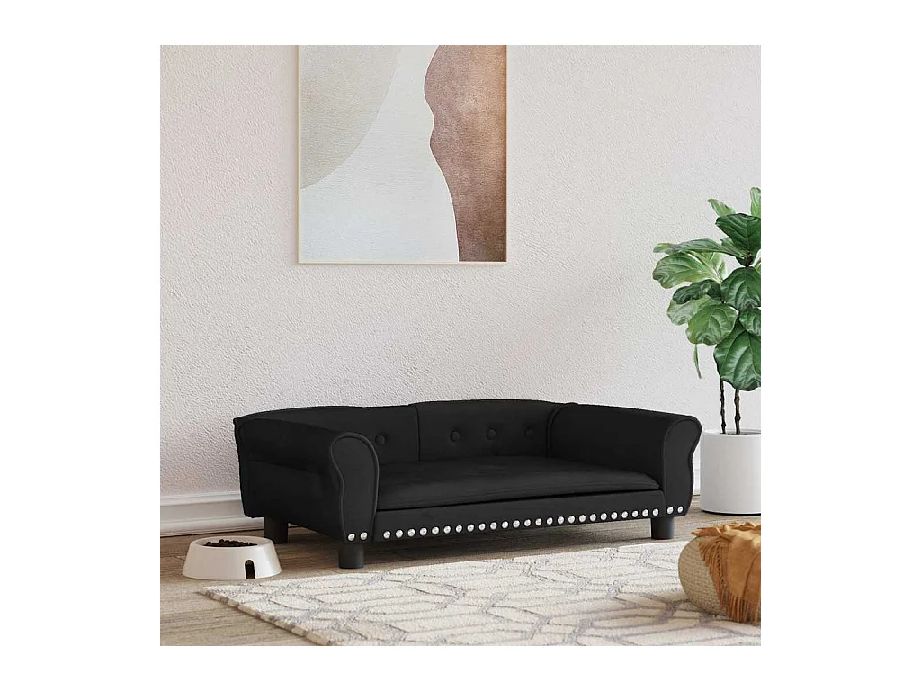 Lit pour chien noir 95x55x30 cm velours