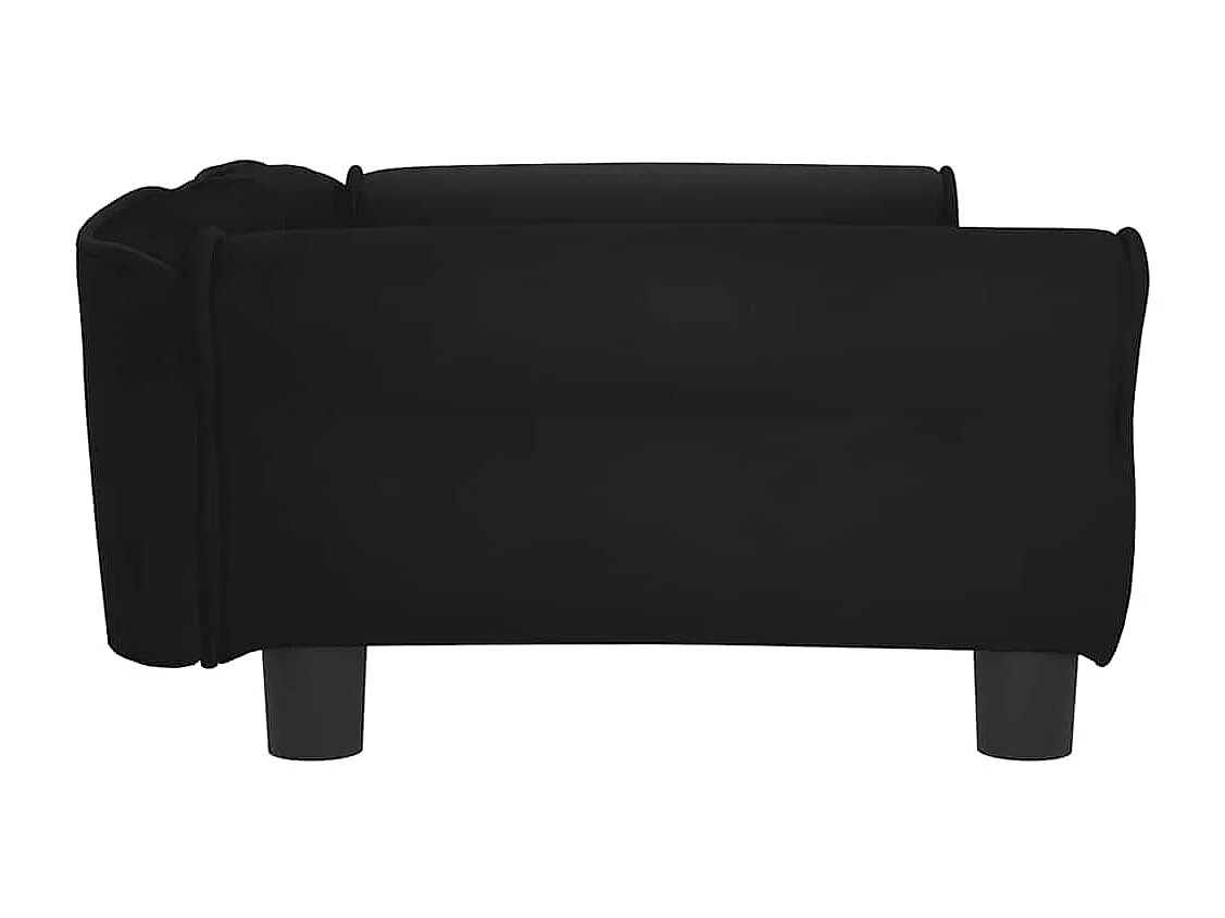Cama para perro negra de terciopelo 95x55x30 cm