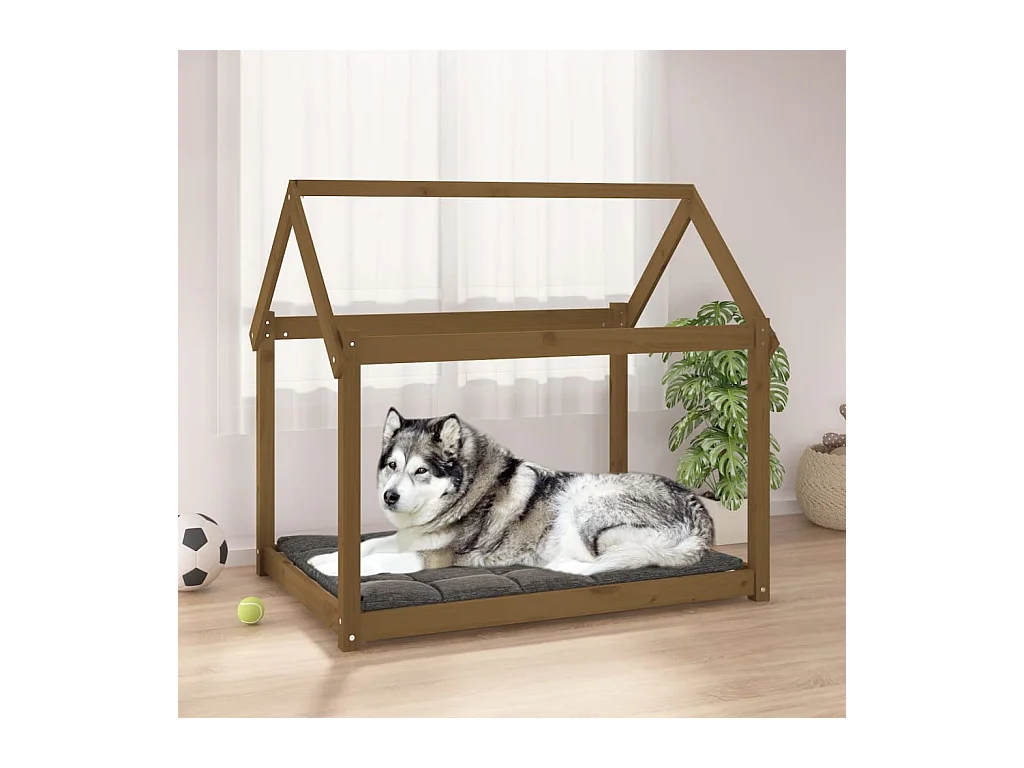 Honingbruine hondenmand 111x80x100 cm massief grenenhout
