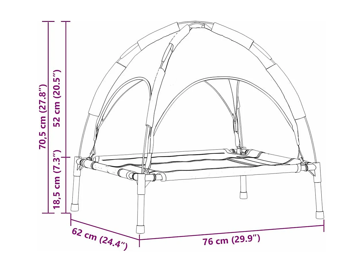 Cama para perros de acero gris plateado