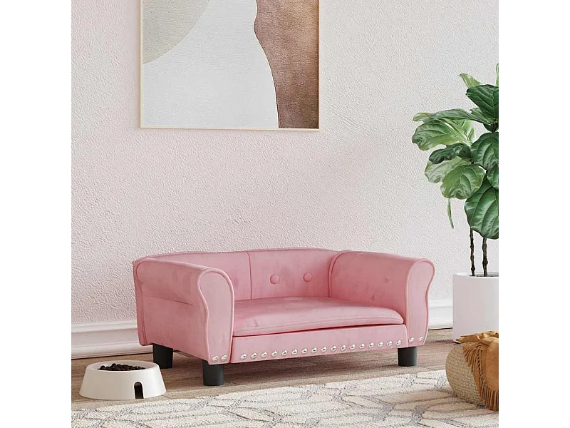 Cuccia rosa per cani 70x45x30 cm in velluto