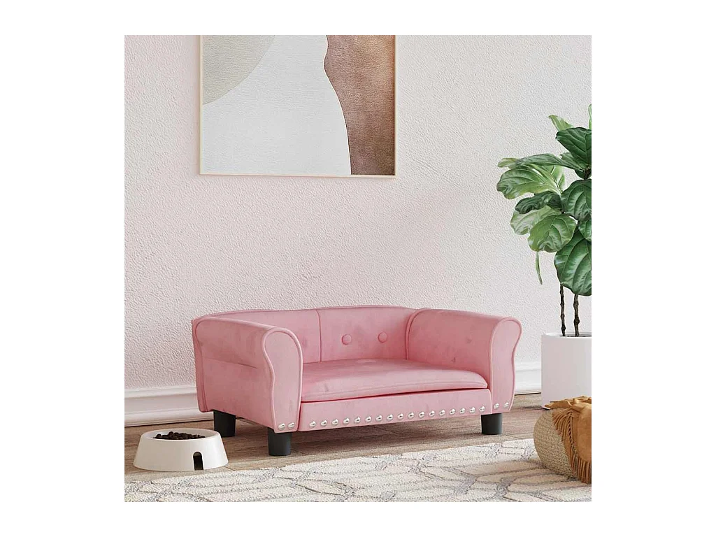 Lit pour chien rose 70x45x30 cm velours