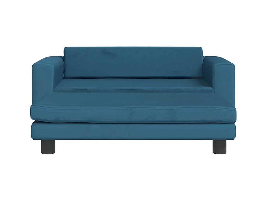 Cama para perro con extensión azul 100x50x30 cm terciopelo