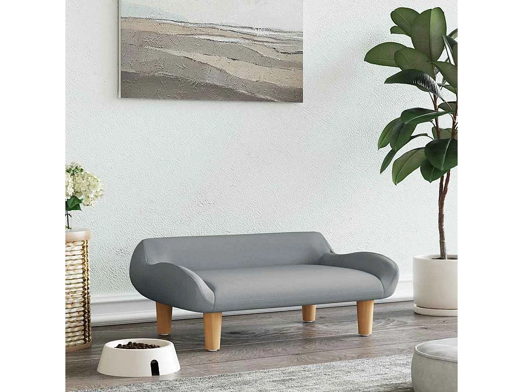 Lit pour chien gris clair 70x40x24 cm tissu