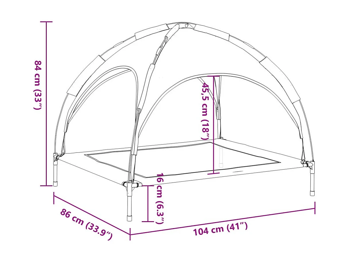 Cuccia per cani con baldacchino antracite in tessuto Oxford e acciaio